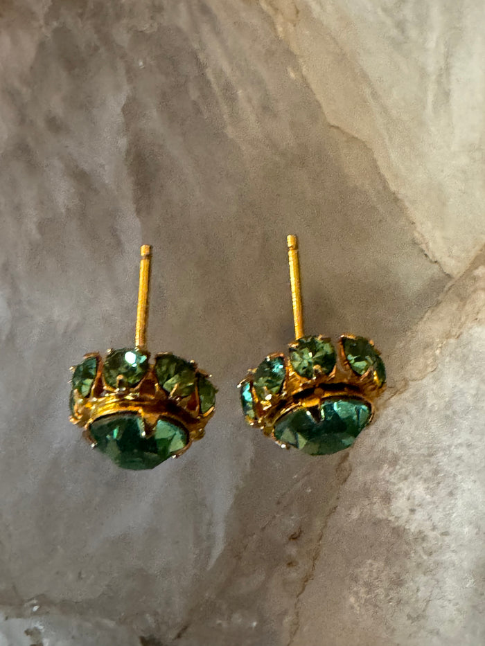 Vintage Green Gemstone Post Earrings