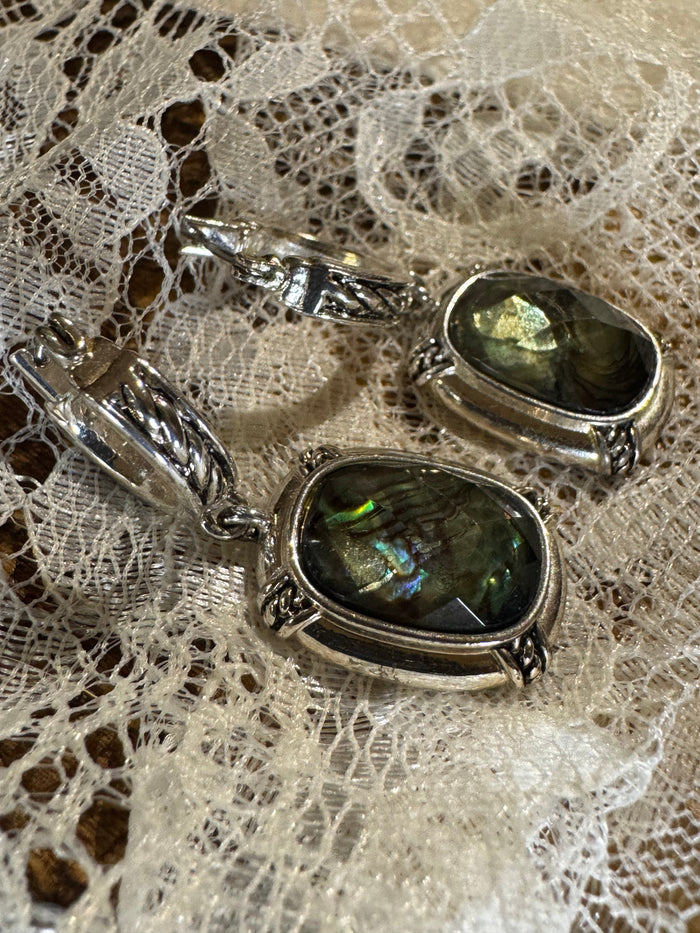 Vintage Iridescent Abalone Earrings
