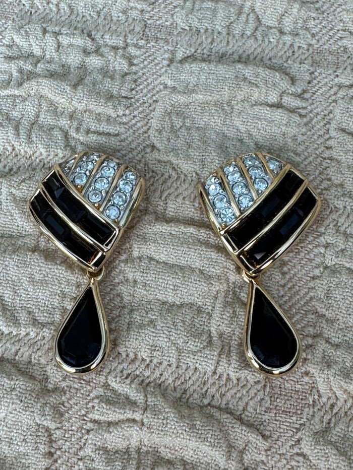 Vintage Signed 1980s Swarovski America Ltd (S.A.L.) Geometric Statement Earrings.