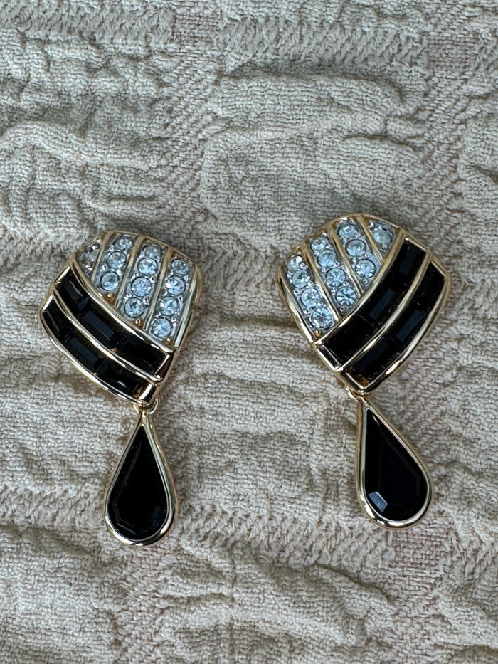 Vintage Signed 1980s Swarovski America Ltd (S.A.L.) Geometric Statement Earrings.