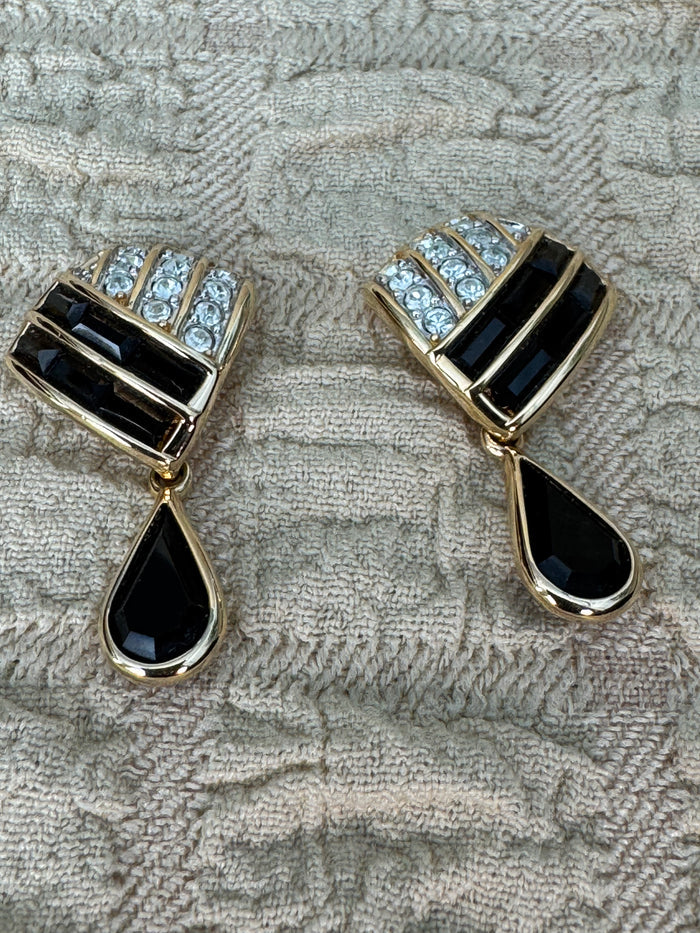 Vintage Signed 1980s Swarovski America Ltd (S.A.L.) Geometric Statement Earrings.