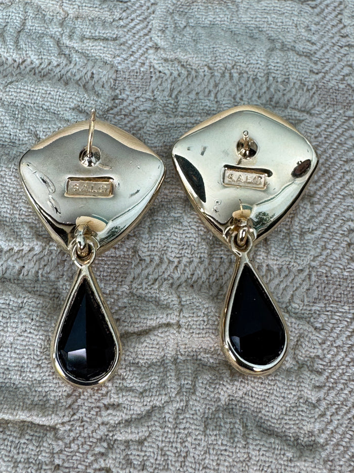 Vintage Signed 1980s Swarovski America Ltd (S.A.L.) Geometric Statement Earrings.
