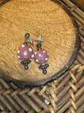 Vintage Silver and Pink Balls with White Polka Dot Earrings