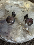Vintage-Style Purple Bead Drop Earrings | Silver-Tone Wire Wrap Design