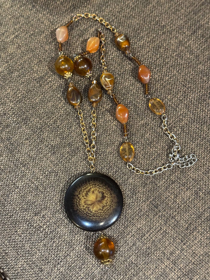 Vintage Sunburst Medallion Statement Necklace - 26" - 28"
