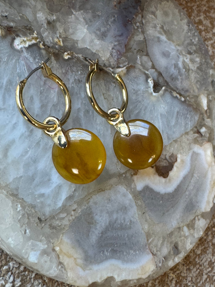Vintage Yellow Stone Dangle Earrings