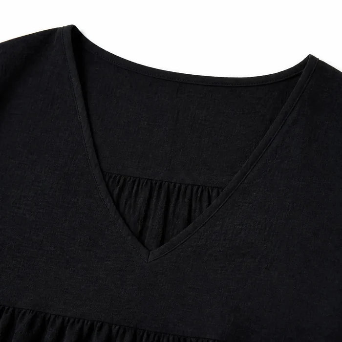 Vivelyn – Flowy V-Neck Babydoll Blouse with Flutter Sleeves