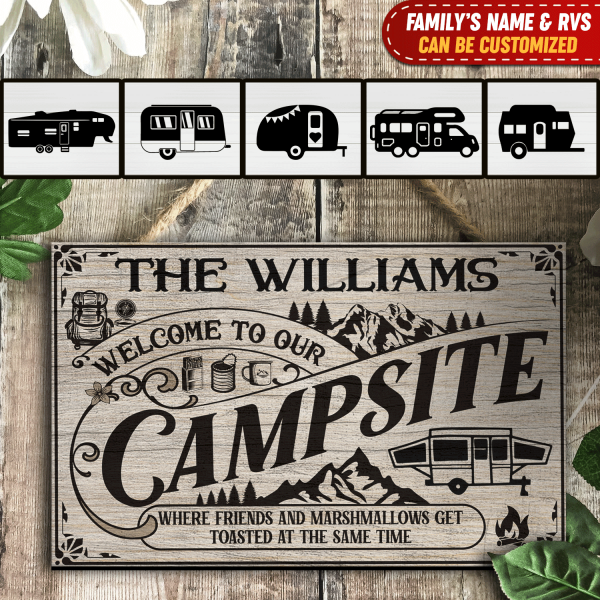 Welcome To Our Campsite, For Camping Lovers, Personalized Door Sign
