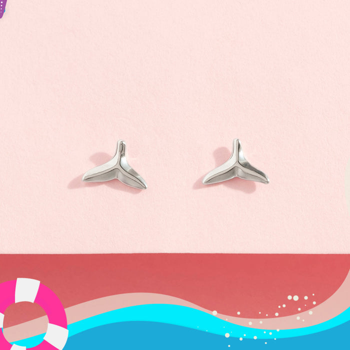 Whale Tail Kids / Children's Earrings Screw Back - Sterling Silver