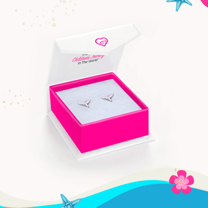 Whale Tail Kids / Children's Earrings Screw Back - Sterling Silver