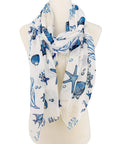 White-Blue Sea Life Scarf