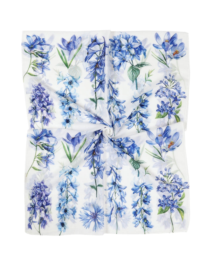 White-Blue Wildflower Scarf