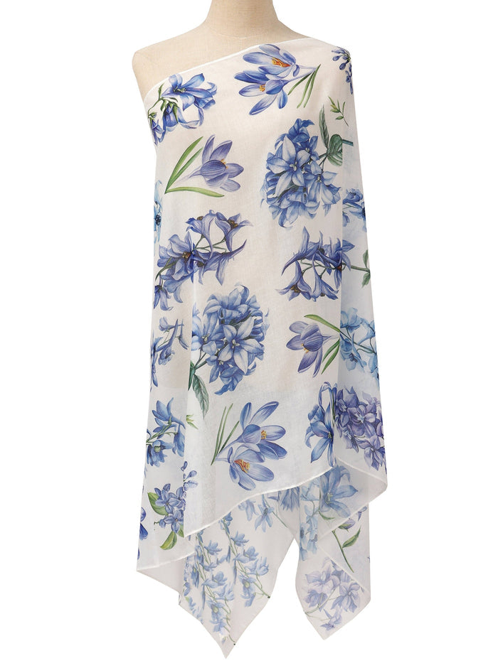 White-Blue Wildflower Scarf