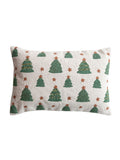 Woven Cotton Lumbar Pillow w/Tufted Christmas Trees - Embroidery & Beads (Pick Up Only)