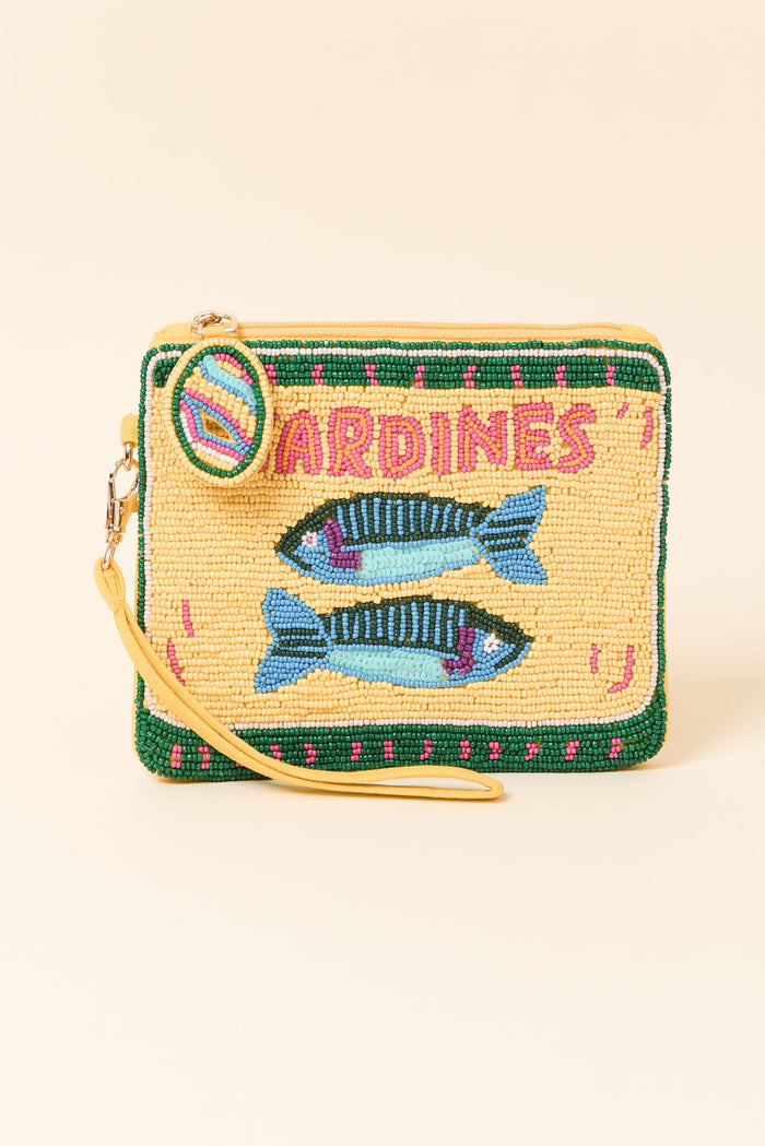 Yellow Sardines Beaded Clutch