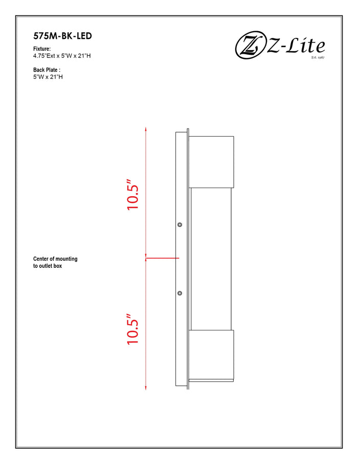 Outdoor Wall Light Z-Lite 575M-BK-LED Black Striate 1 Light Outdoor Wall Light Z-Lite