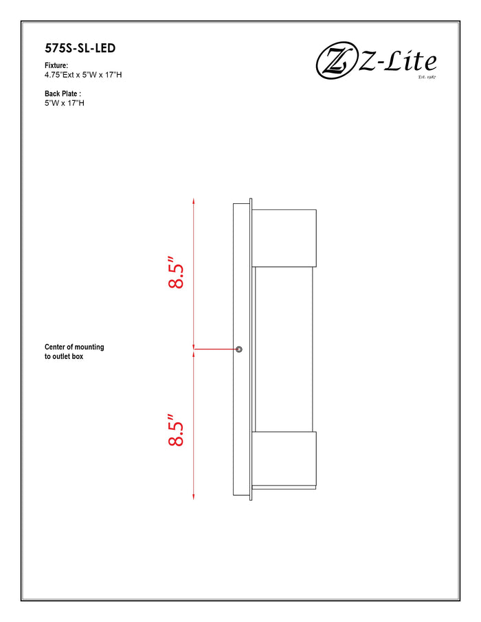 Outdoor Wall Light Z-Lite 575S-SL-LED Silver Striate 1 Light Outdoor Wall Light Z-Lite