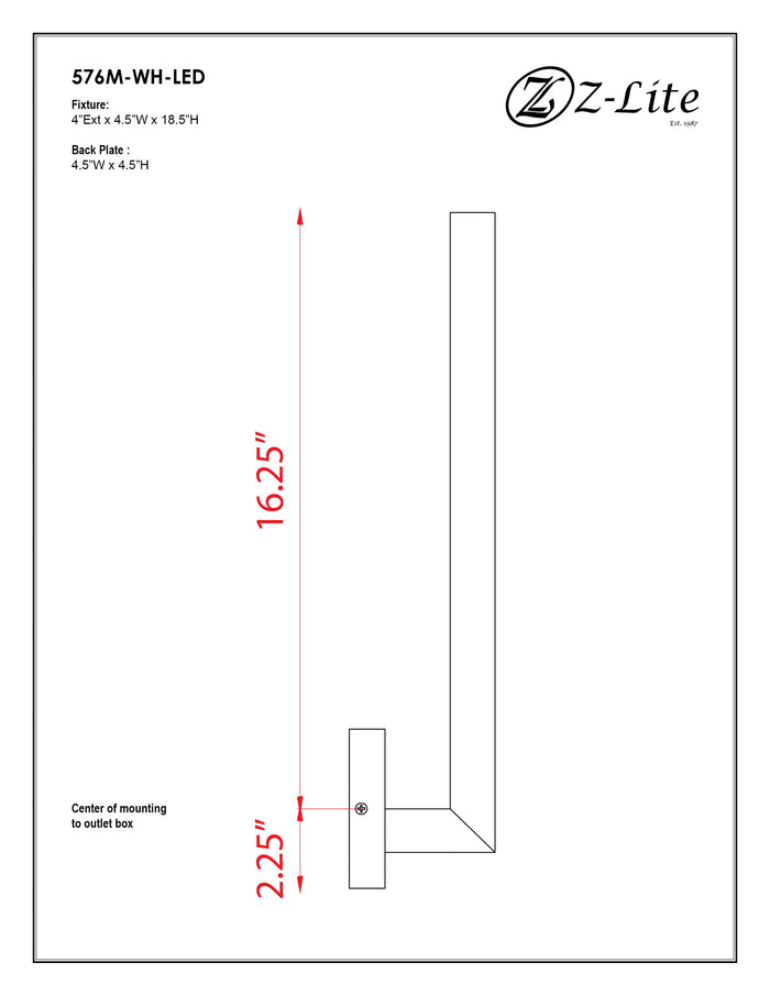 Outdoor Wall Light Z-Lite 576M-WH-LED White Edge 2 Light Outdoor Wall Light Z-Lite
