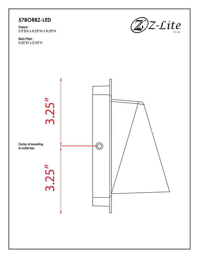 Outdoor Wall Light Z-Lite 578ORBZ-LED Outdoor Rubbed Bronze Obelisk 1 Light Outdoor Wall Light Z-Lite